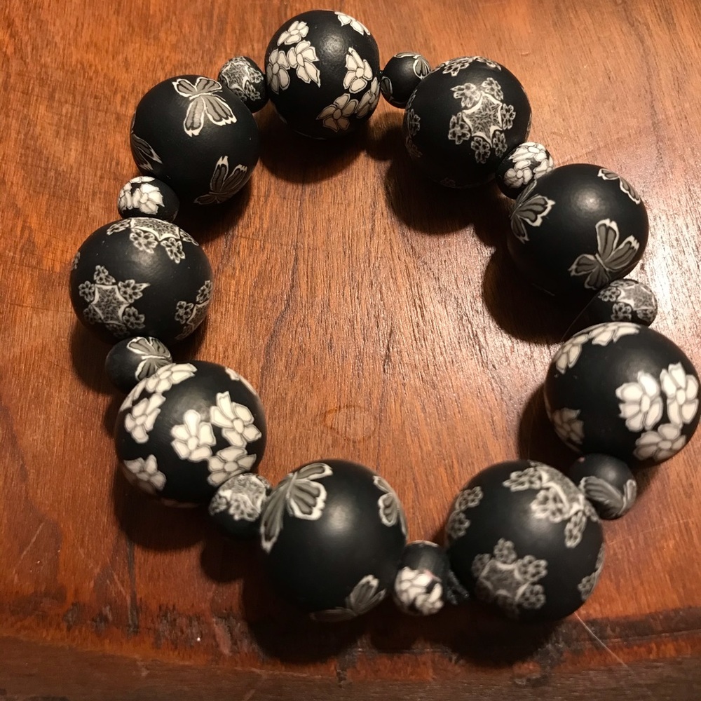 Black and white boho bracelet